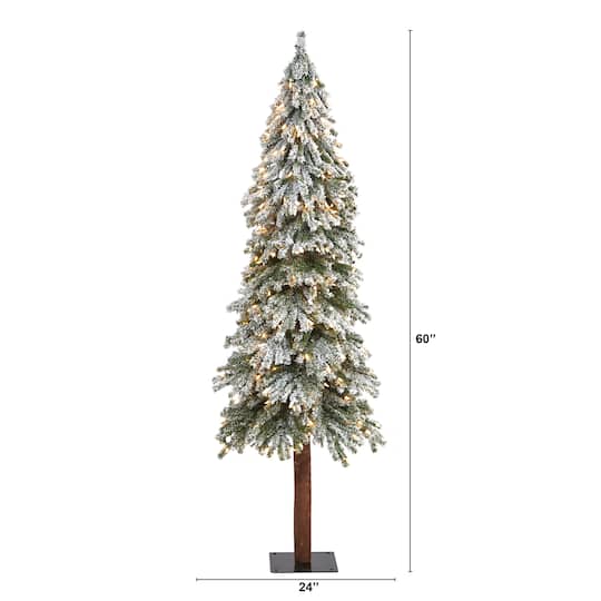 6ft. Pre-Lit Flocked Grand Alpine Artificial Christmas Tree, Clear LED Lights